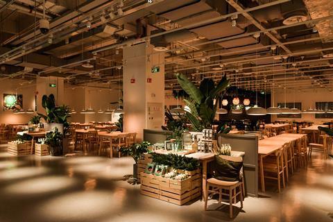 Ikea Shanghai 'square' with tables, chairs and pot plants